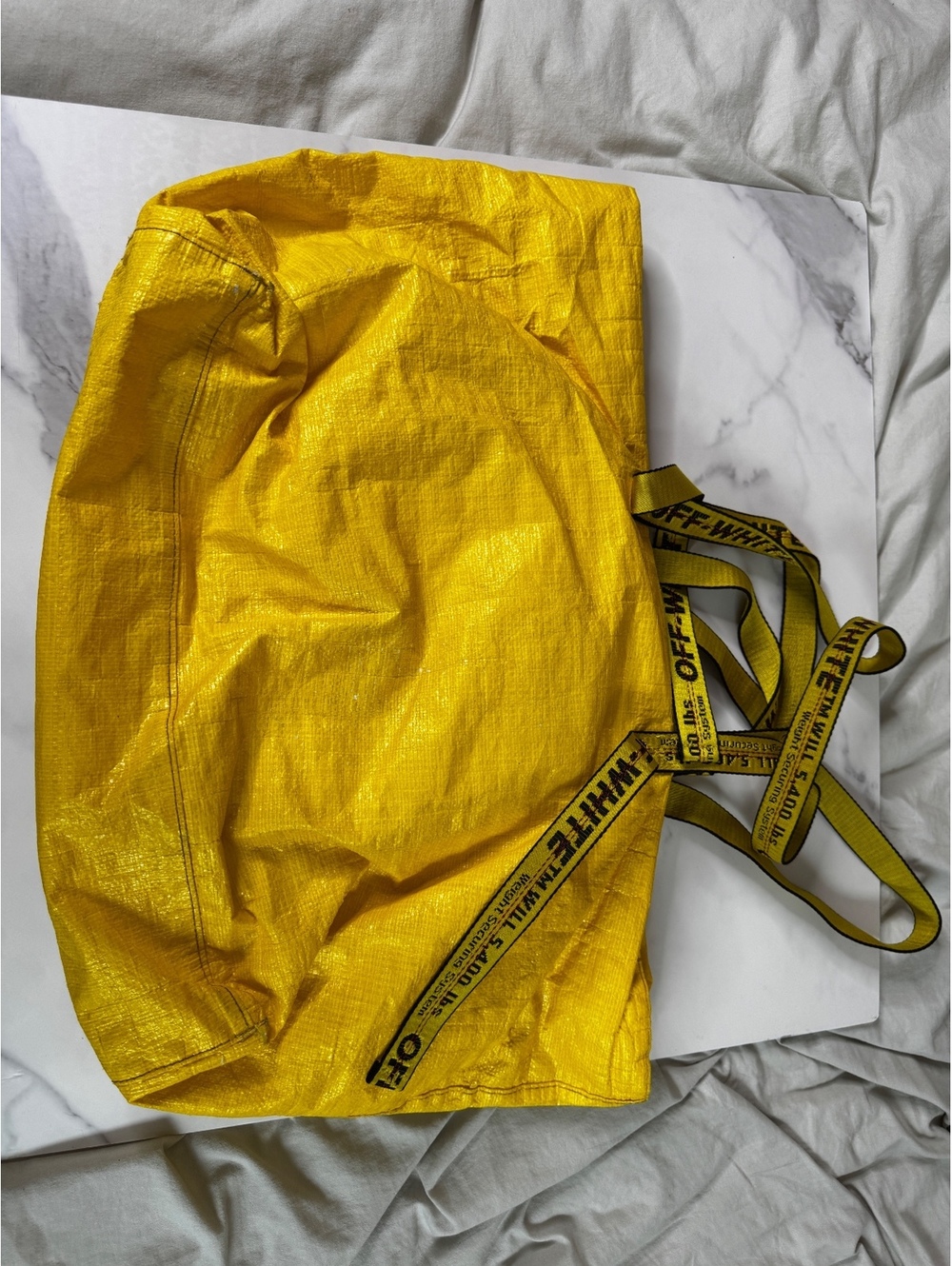 Off-White Arrows Commercial Tote Bag Yellow Black Large Logo Shopper - Picture 8 of 8